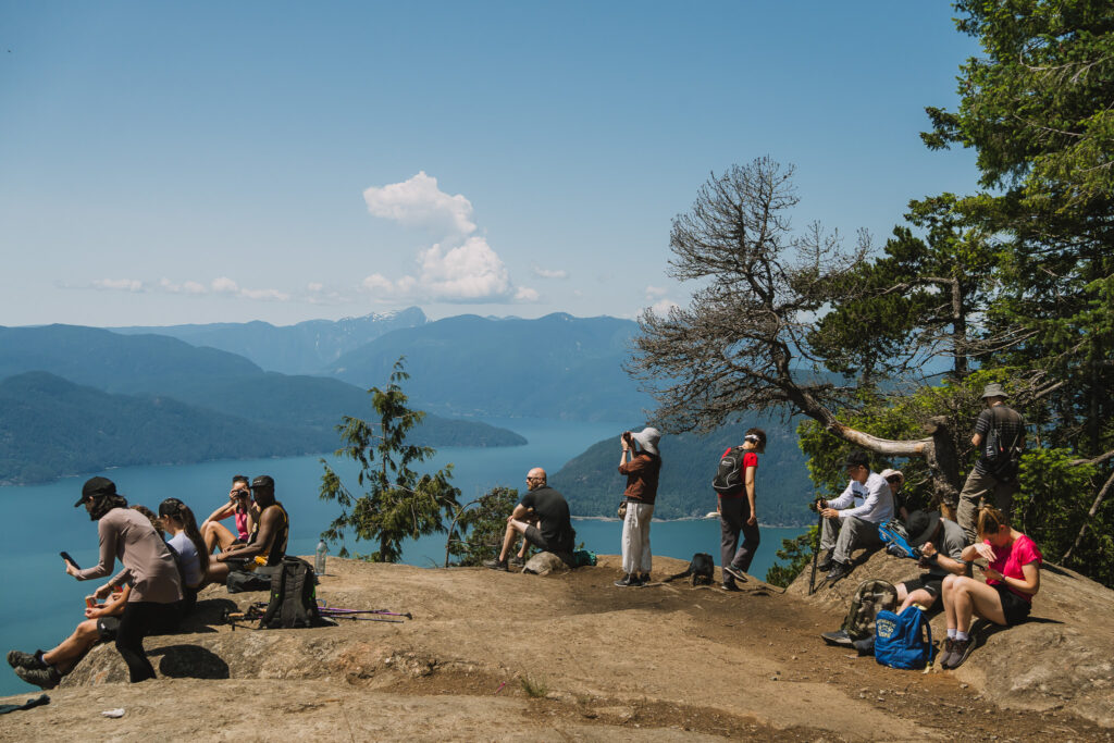 Tourists taking in the views at the Tunnel Bluffs viewpoint