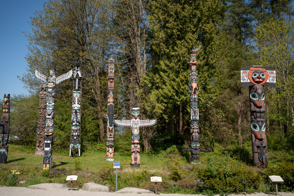 Stanley Park's iconic totem poles, a symbol of Indigenous culture and artistry