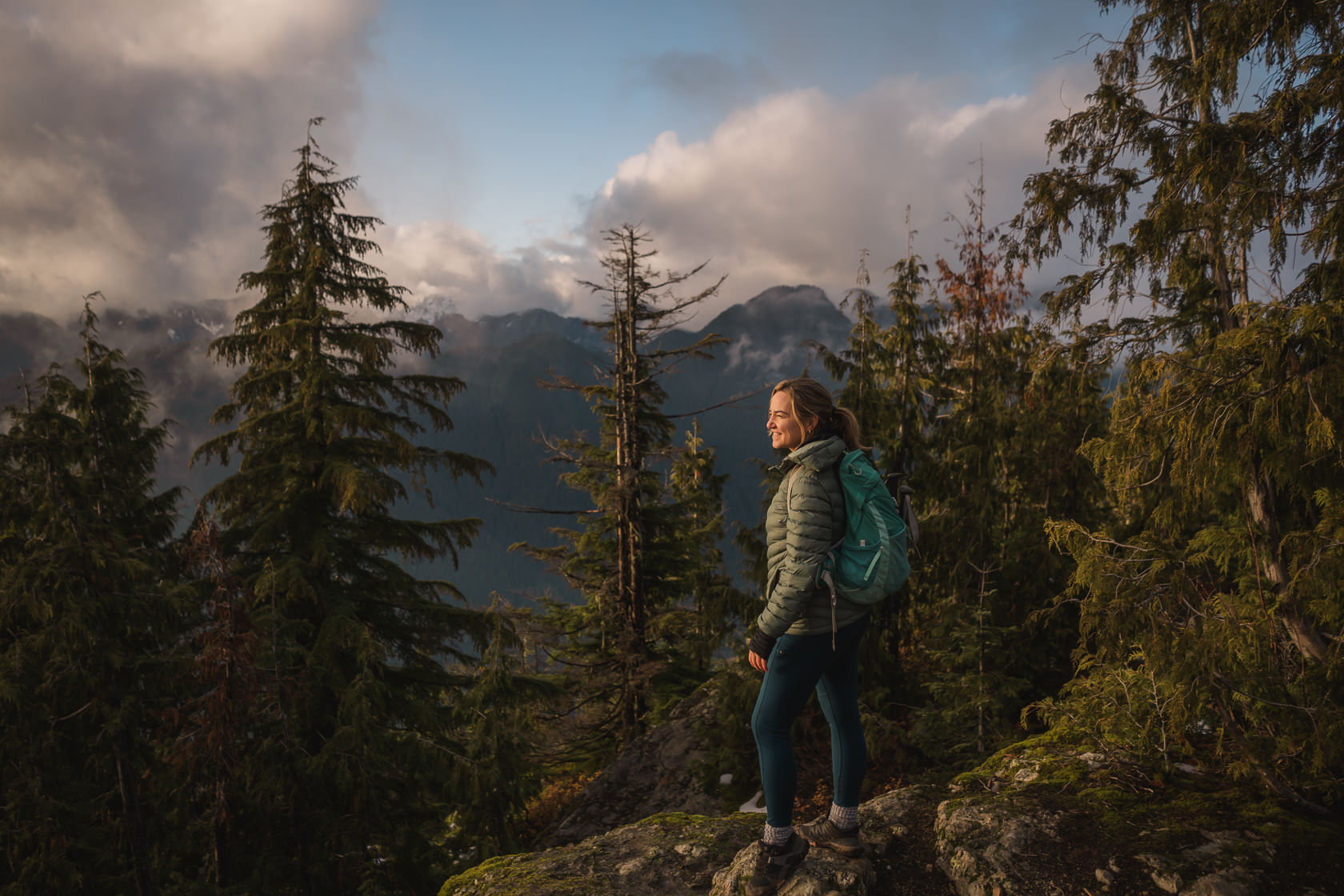 views towards the North Shore mountains from the Dog Mountain  lookout point in Mt Seymour Provincial Park