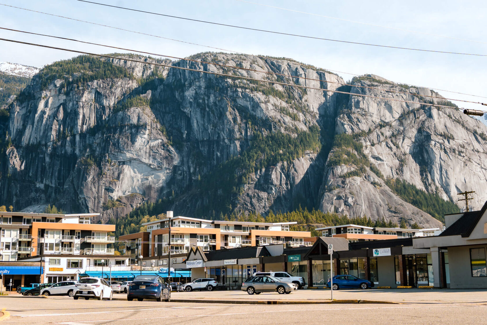 Stawamus Chief seen from downtown Squamish