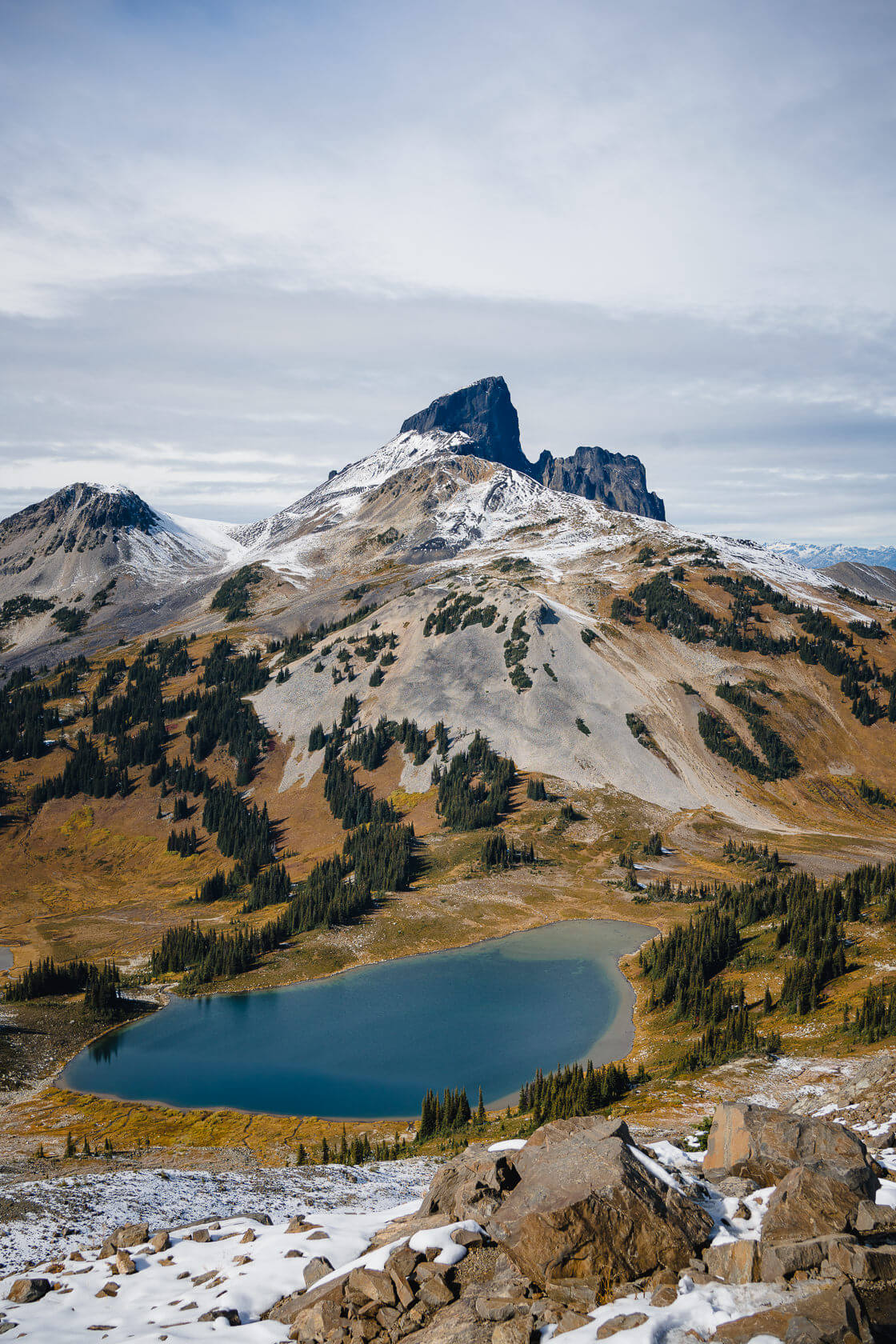 View towards Bluck Tusk and Black Tusk Lake from Panorama Ridge