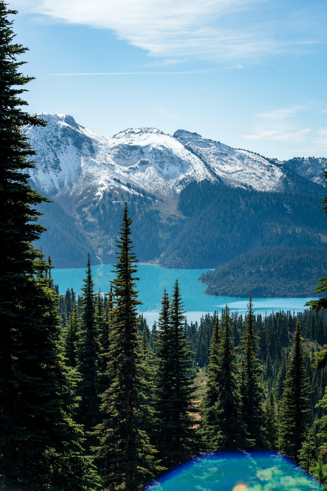 first glimpse of Garibaldi Lake from the trail to Panorama Ridge